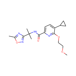 COCCOc1nc(C(=O)NC(C)(C)c2noc(C)n2)ccc1C1CC1 ZINC000206691786