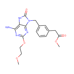 COCCOc1nc(N)c2[nH]c(=O)n(Cc3cccc(CC(=O)OC)c3)c2n1 ZINC000049067255