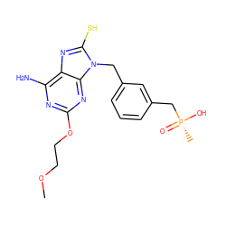 COCCOc1nc(N)c2nc(S)n(Cc3cccc(C[P@](C)(=O)O)c3)c2n1 ZINC000040412700