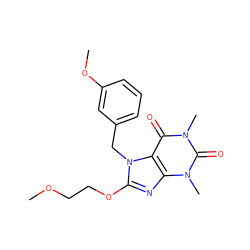 COCCOc1nc2c(c(=O)n(C)c(=O)n2C)n1Cc1cccc(OC)c1 ZINC000004785531