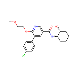 COCCOc1ncc(C(=O)N[C@@H]2CCCC[C@H]2O)cc1-c1ccc(Cl)cc1 ZINC000068105809