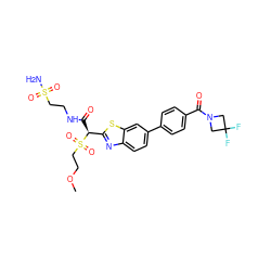 COCCS(=O)(=O)[C@@H](C(=O)NCCS(N)(=O)=O)c1nc2ccc(-c3ccc(C(=O)N4CC(F)(F)C4)cc3)cc2s1 ZINC000146069750