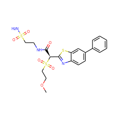 COCCS(=O)(=O)[C@@H](C(=O)NCCS(N)(=O)=O)c1nc2ccc(-c3ccccc3)cc2s1 ZINC000146072572