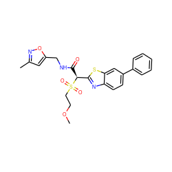 COCCS(=O)(=O)[C@@H](C(=O)NCc1cc(C)no1)c1nc2ccc(-c3ccccc3)cc2s1 ZINC000145497731