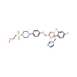 COCCS(=O)(=O)N1CCN(c2ccc(OC[C@@H]3CO[C@@](Cn4ccnc4)(c4ccc(Cl)cc4Cl)O3)cc2)CC1 ZINC000212361151