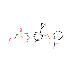 COCCS(=O)(=O)NC(=O)c1cc(C2CC2)c(OCC2(C(F)(F)F)CCCCC2)cc1F ZINC000261172257