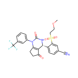 COCCS(=O)(=O)c1cc(C#N)ccc1[C@H]1NC(=O)N(c2cccc(C(F)(F)F)c2)C2=C1C(=O)CC2 ZINC001772646951