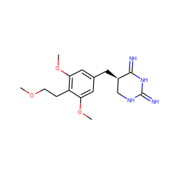 COCCc1c(OC)cc(C[C@@H]2CNC(=N)NC2=N)cc1OC ZINC000013757650