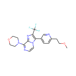 COCCc1ccc(-c2c(C(F)(F)F)nc3c(N4CCOCC4)nccn23)cn1 ZINC000147632899