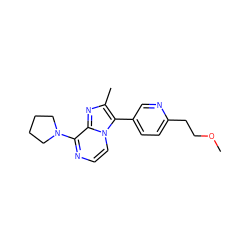 COCCc1ccc(-c2c(C)nc3c(N4CCCC4)nccn23)cn1 ZINC000142592086