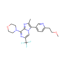 COCCc1ccc(-c2c(C)nc3c(N4CCOCC4)nc(C(F)(F)F)cn23)cn1 ZINC000148359487