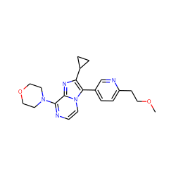 COCCc1ccc(-c2c(C3CC3)nc3c(N4CCOCC4)nccn23)cn1 ZINC000147785245