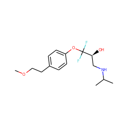 COCCc1ccc(OC(F)(F)[C@@H](O)CNC(C)C)cc1 ZINC000028260566