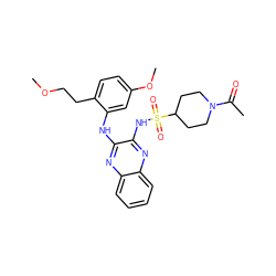 COCCc1ccc(OC)cc1Nc1nc2ccccc2nc1NS(=O)(=O)C1CCN(C(C)=O)CC1 ZINC000138405543