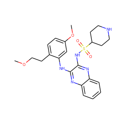 COCCc1ccc(OC)cc1Nc1nc2ccccc2nc1NS(=O)(=O)C1CCNCC1 ZINC000147284276