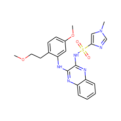 COCCc1ccc(OC)cc1Nc1nc2ccccc2nc1NS(=O)(=O)c1cn(C)cn1 ZINC000147833613