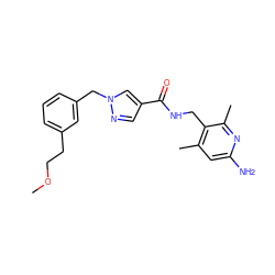 COCCc1cccc(Cn2cc(C(=O)NCc3c(C)cc(N)nc3C)cn2)c1 ZINC000114079250