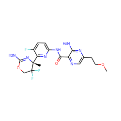 COCCc1cnc(C(=O)Nc2ccc(F)c([C@@]3(C)N=C(N)OCC3(F)F)n2)c(N)n1 ZINC000207568903