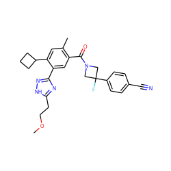 COCCc1nc(-c2cc(C(=O)N3CC(F)(c4ccc(C#N)cc4)C3)c(C)cc2C2CCC2)n[nH]1 ZINC000219103368