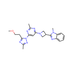 COCCc1nc(C)nn1-c1cc(N2CC(c3nc4ccccc4n3C)C2)nc(C)n1 ZINC000205318320