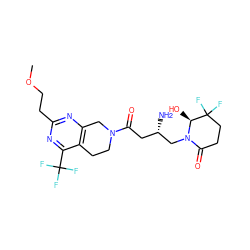 COCCc1nc2c(c(C(F)(F)F)n1)CCN(C(=O)C[C@H](N)CN1C(=O)CCC(F)(F)[C@@H]1O)C2 ZINC000096167451