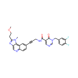 COCCc1nc2cnc3ccc(C#CCNC(=O)c4cncn(Cc5ccc(F)c(F)c5)c4=O)cc3c2n1C ZINC000149588490