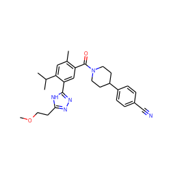 COCCc1nnc(-c2cc(C(=O)N3CCC(c4ccc(C#N)cc4)CC3)c(C)cc2C(C)C)[nH]1 ZINC000150266058