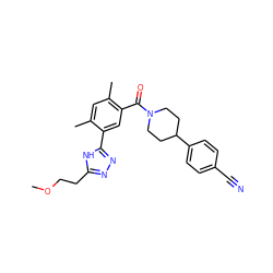 COCCc1nnc(-c2cc(C(=O)N3CCC(c4ccc(C#N)cc4)CC3)c(C)cc2C)[nH]1 ZINC000150331955