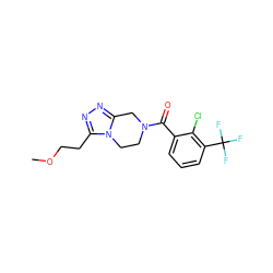 COCCc1nnc2n1CCN(C(=O)c1cccc(C(F)(F)F)c1Cl)C2 ZINC000095565374