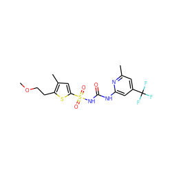 COCCc1sc(S(=O)(=O)NC(=O)Nc2cc(C(F)(F)F)cc(C)n2)cc1C ZINC000071335071