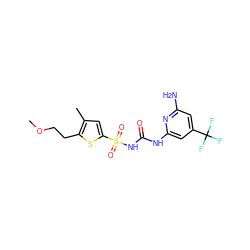 COCCc1sc(S(=O)(=O)NC(=O)Nc2cc(C(F)(F)F)cc(N)n2)cc1C ZINC000071331470