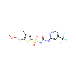 COCCc1sc(S(=O)(=O)NC(=O)Nc2cc(C(F)(F)F)ccn2)cc1C ZINC000071340670