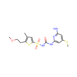 COCCc1sc(S(=O)(=O)NC(=O)Nc2cc(SC)cc(N)n2)cc1C ZINC000071341363