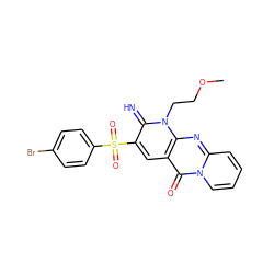 COCCn1c(=N)c(S(=O)(=O)c2ccc(Br)cc2)cc2c(=O)n3ccccc3nc21 ZINC000002435370