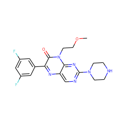 COCCn1c(=O)c(-c2cc(F)cc(F)c2)nc2cnc(N3CCNCC3)nc21 ZINC000004238282