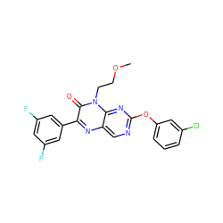 COCCn1c(=O)c(-c2cc(F)cc(F)c2)nc2cnc(Oc3cccc(Cl)c3)nc21 ZINC000004238231