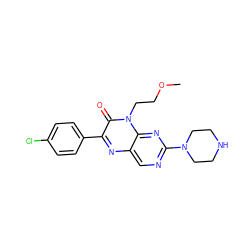 COCCn1c(=O)c(-c2ccc(Cl)cc2)nc2cnc(N3CCNCC3)nc21 ZINC000004238559