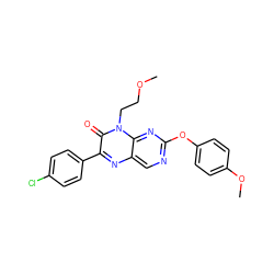 COCCn1c(=O)c(-c2ccc(Cl)cc2)nc2cnc(Oc3ccc(OC)cc3)nc21 ZINC000004238247