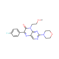 COCCn1c(=O)c(-c2ccc(F)cc2)nc2cnc(N3CCOCC3)nc21 ZINC000004239010