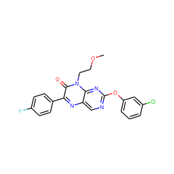 COCCn1c(=O)c(-c2ccc(F)cc2)nc2cnc(Oc3cccc(Cl)c3)nc21 ZINC000004238346