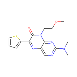 COCCn1c(=O)c(-c2cccs2)nc2cnc(N(C)C)nc21 ZINC000004238770