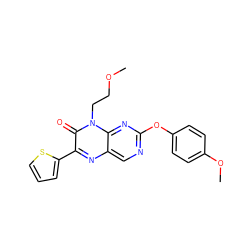 COCCn1c(=O)c(-c2cccs2)nc2cnc(Oc3ccc(OC)cc3)nc21 ZINC000004238316