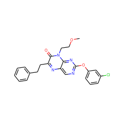 COCCn1c(=O)c(CCc2ccccc2)nc2cnc(Oc3cccc(Cl)c3)nc21 ZINC000004238374