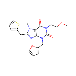 COCCn1c(=O)c2c(nc(Cc3cccs3)n2C)n(Cc2ccco2)c1=O ZINC000045349844