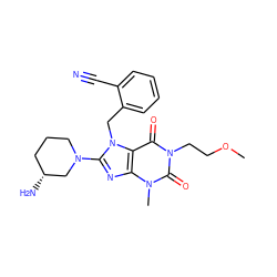 COCCn1c(=O)c2c(nc(N3CCC[C@@H](N)C3)n2Cc2ccccc2C#N)n(C)c1=O ZINC000114291897