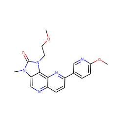 COCCn1c(=O)n(C)c2cnc3ccc(-c4ccc(OC)nc4)nc3c21 ZINC000118522266