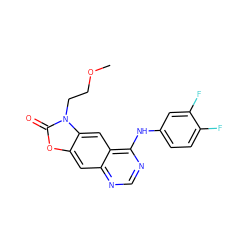 COCCn1c(=O)oc2cc3ncnc(Nc4ccc(F)c(F)c4)c3cc21 ZINC000473123237