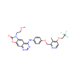 COCCn1c(=O)oc2cc3ncnc(Nc4ccc(OCc5nccc(OCC(F)(F)F)c5C)cc4)c3cc21 ZINC000473121841