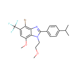 COCCn1c(-c2ccc(C(C)C)cc2)nc2c(Br)c(C(F)(F)F)cc(OC)c21 ZINC000034481802