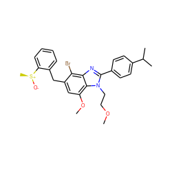 COCCn1c(-c2ccc(C(C)C)cc2)nc2c(Br)c(Cc3ccccc3[S@+](C)[O-])cc(OC)c21 ZINC000058590841